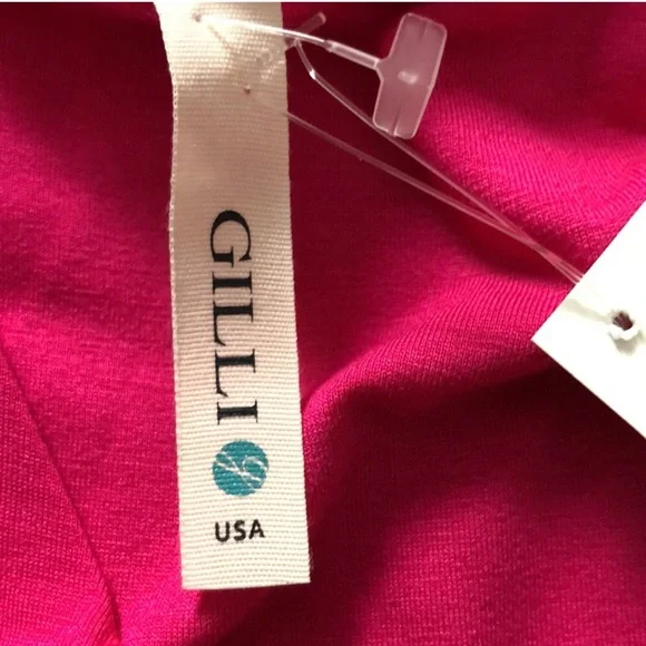 792 NWT Gilli V-neck Shortsleeved Solif Pink & Floral Print Dress. SzS - Picture 6 of 8